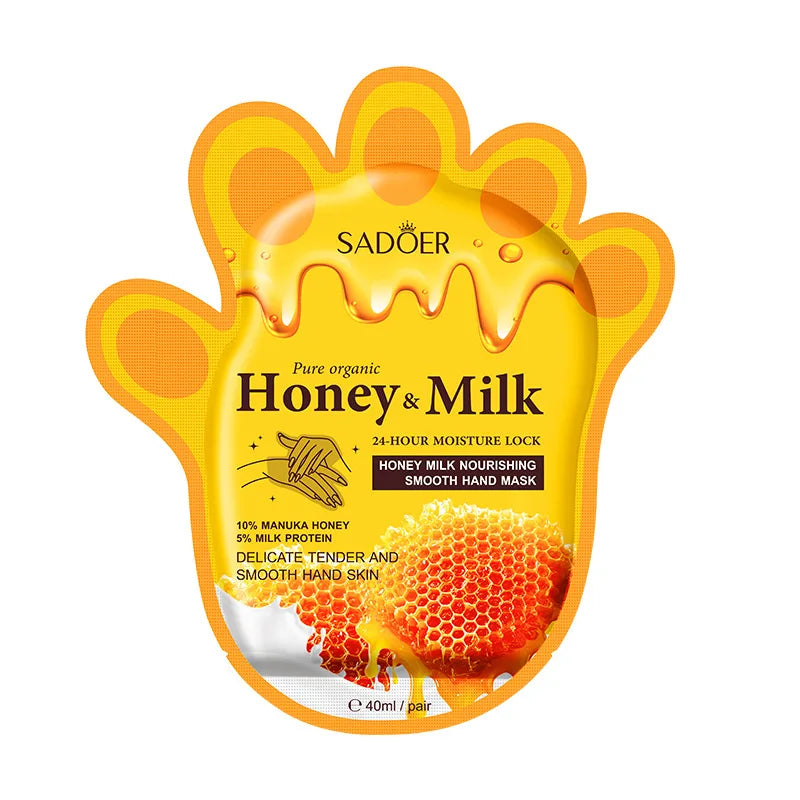 SADOER Honey Milk Hand Mask Gloves – 5 Pairs, 24Hr Moisture
