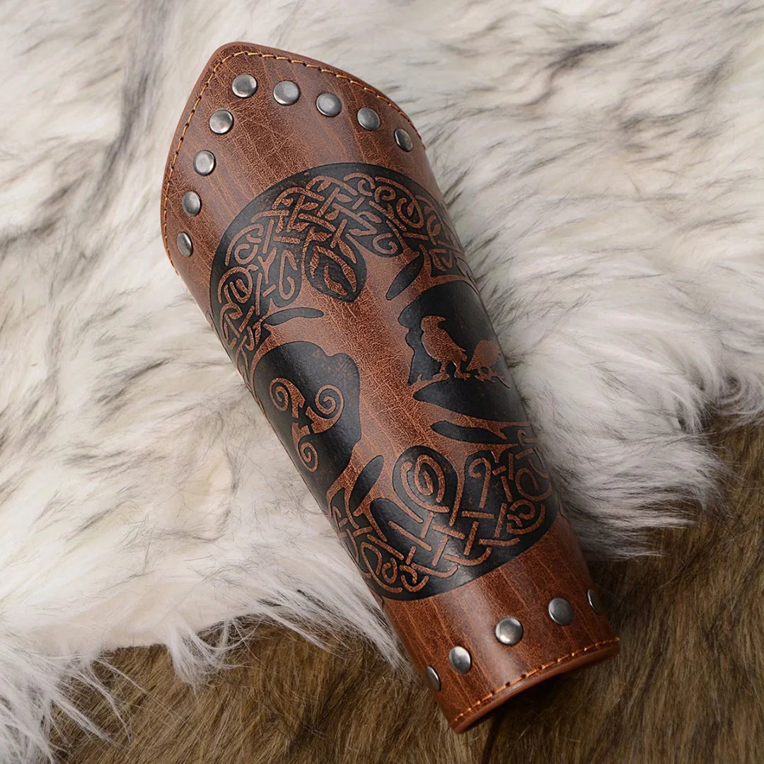 Medieval PU Leather Gauntlet Wristband Arm Bracers Punk Bracer Wrist
