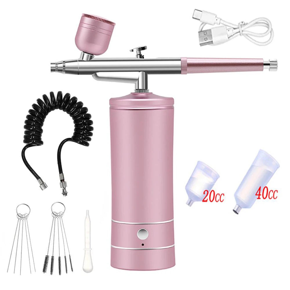 Airbrush Nail With Compressor Portable Air Brush Nail Paint Compressor For Nails Art Cake Painting Craft Airbrush Compressor Peaceful Pleasures Health and Wellness Pink