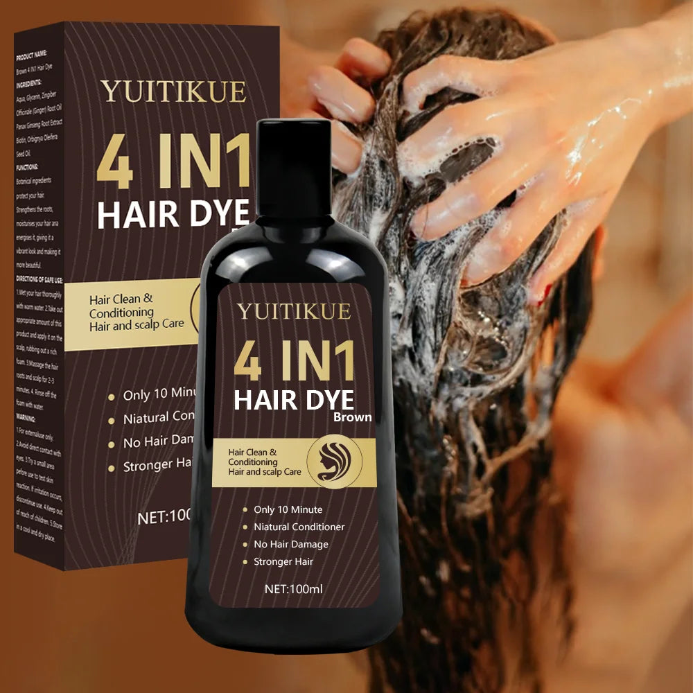YUITIKUE Organic Brown Hair Dye Shampoo – Gray Coverage 100ml Hair Dye Shampoo Peaceful Pleasures Health and Wellness