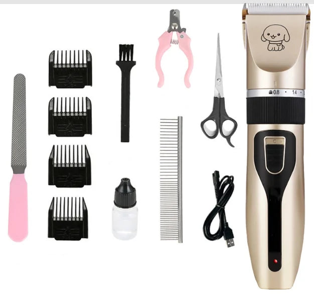 Professional Cat Dog Hair Clipper Tool Silent USB Rechargeable Pet Grooming Clipper Set Electric Pet Hair Clipper Dog Shaver Peaceful Pleasures Health and Wellness golden B