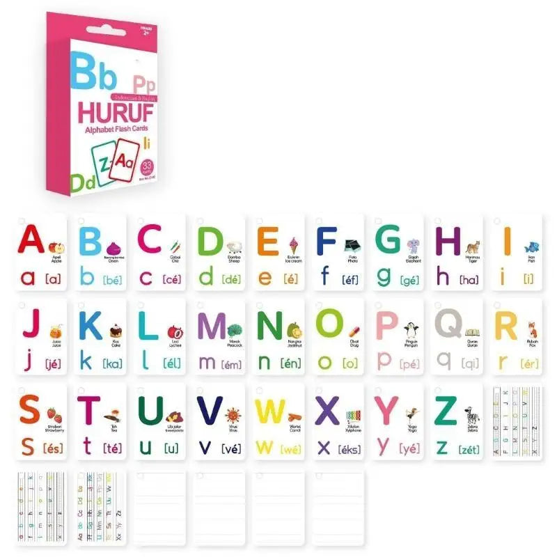 33-Piece Indonesian & English Bilingual Flashcards for Kids