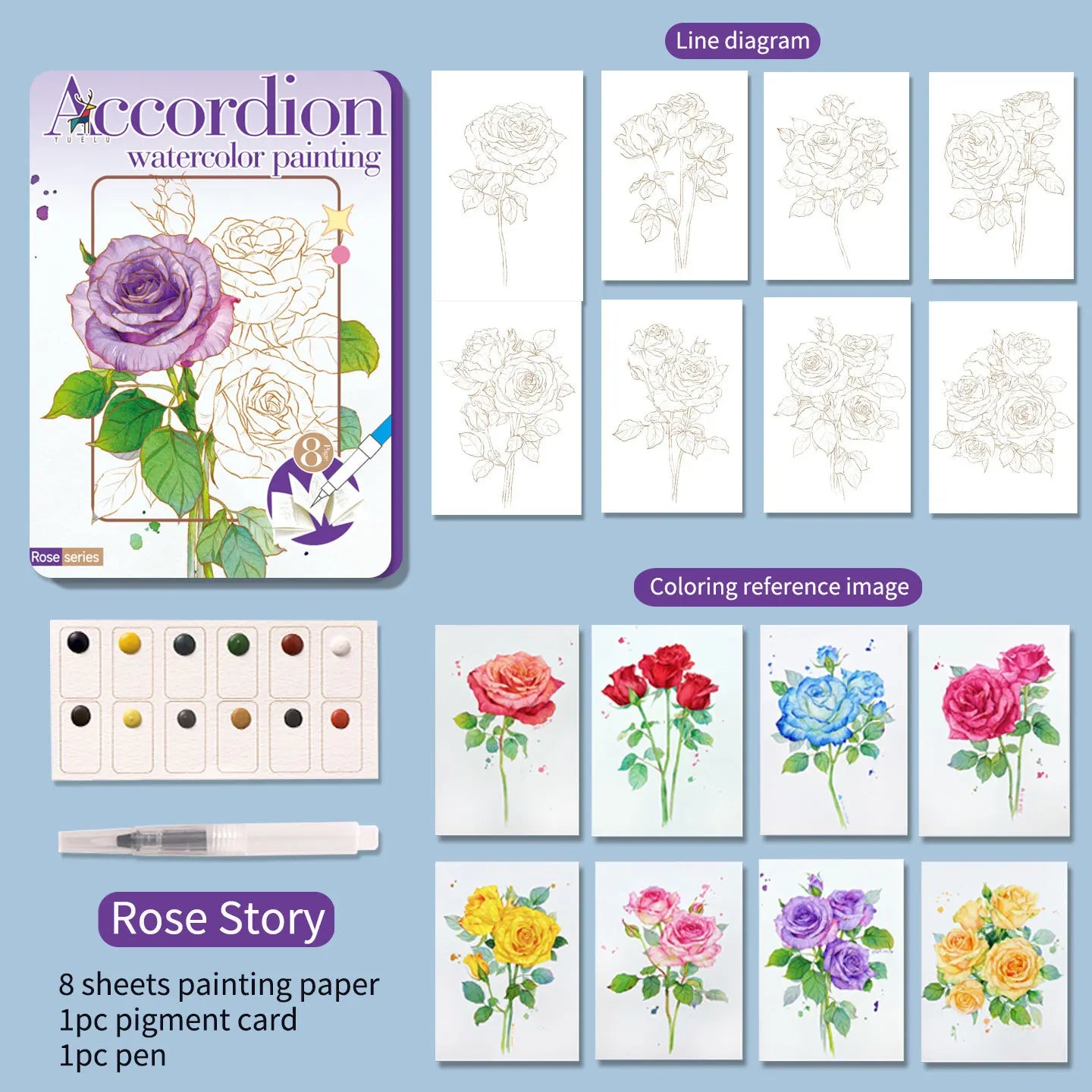 Exquisite Folding Watercolor Painting Adult Coloring Book