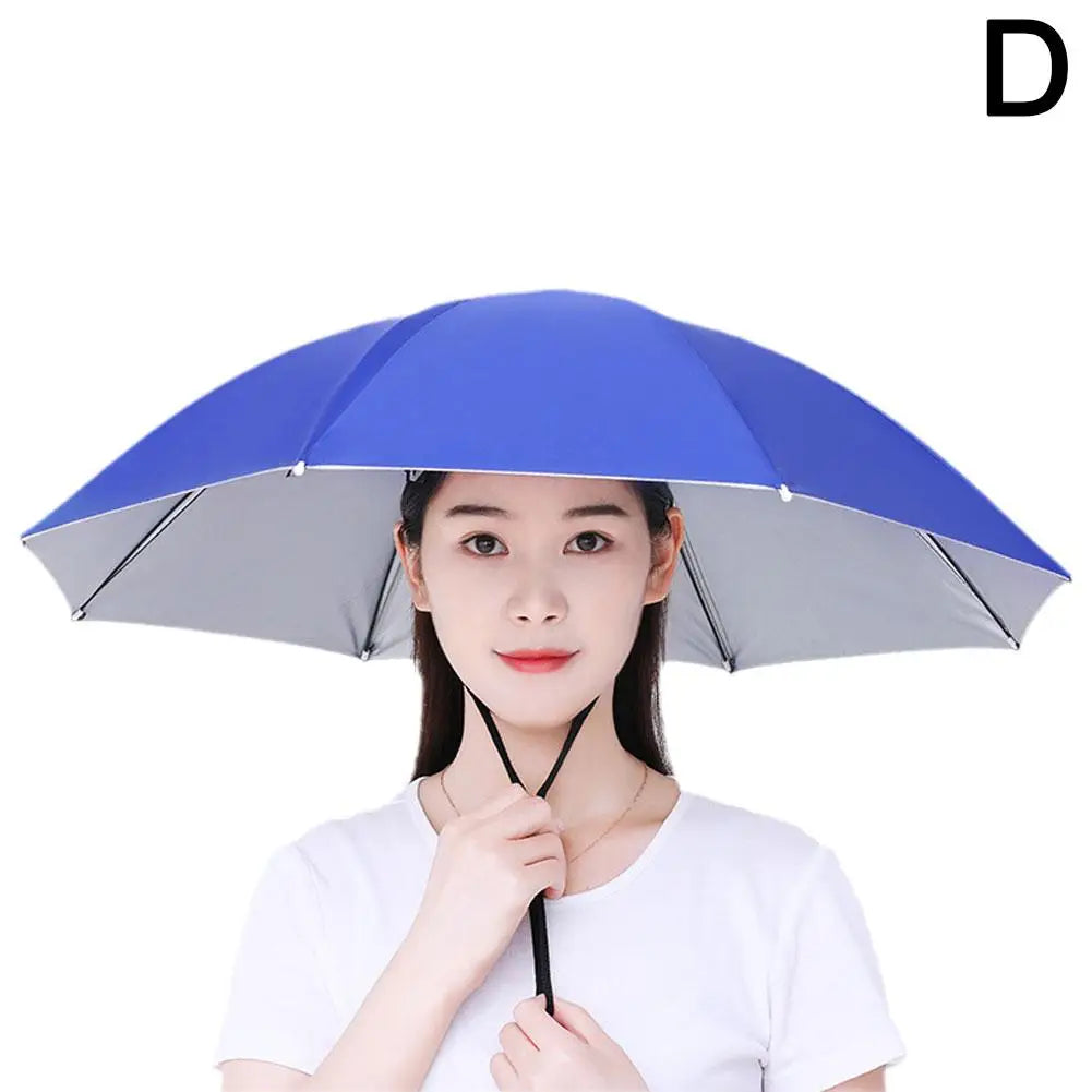 69cm Large Size Umbrella Hat UV Protection Hands Free Headwear Fishing Rainbow Advertising Cap For Outdoor Stall Hiking Outdoors Peaceful Pleasures Health and Wellness dark blue