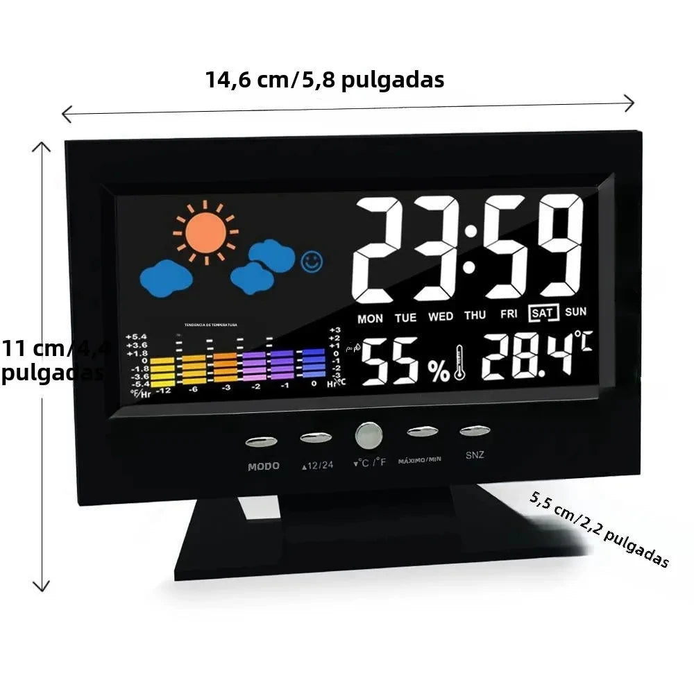 Multi-functional Weather Station Clock with Digital LCD Display Thermometer Hygrometer Calendar Temperature and Humidity Meter Peaceful Pleasures Health and Wellness