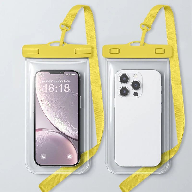 phone armbands and pouches waterproof phone pack diving phone case waterproof mobile phone bag transparent pouch for swimming Peaceful Pleasures Health and Wellness Yellow(7.5 inch)