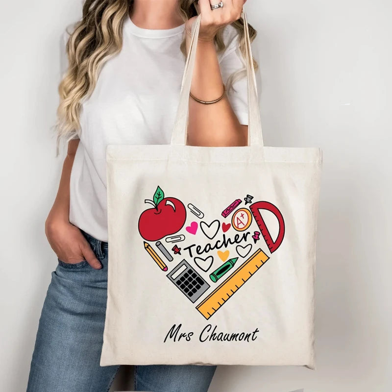 Personalised Name Canvas Tote Bag | Custom Teacher Gift