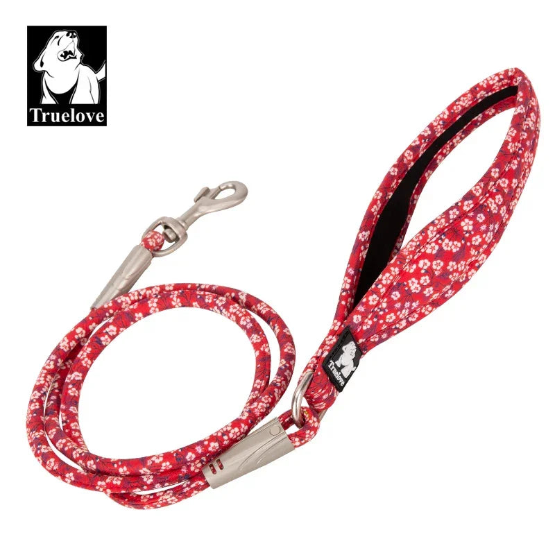 Truelove Pet Leash Floral Rope Leash for Dog and Cat Neoprene Padded Handle 100% Cotton Fabric Zinc-alloy Hook Outdoors TLL2573 Peaceful Pleasures Health and Wellness Poppy red S China Mainland
