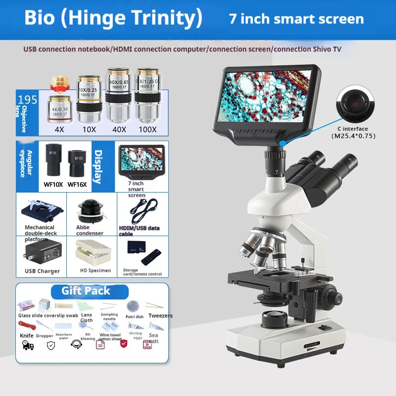 Three Eye Biological Microscope, Professional Level Optical and Electronic Laboratory, Specialized for Aquaculture Peaceful Pleasures Health and Wellness 4