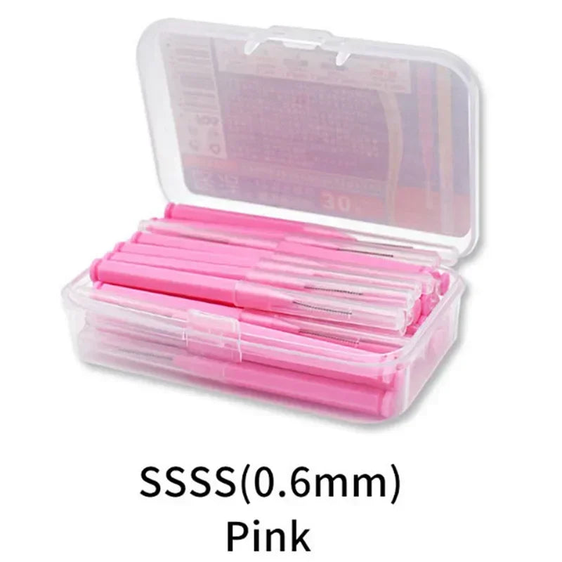 Interdental Brush Set 30 Pcs – I-Shape Toothpick & Dental Floss