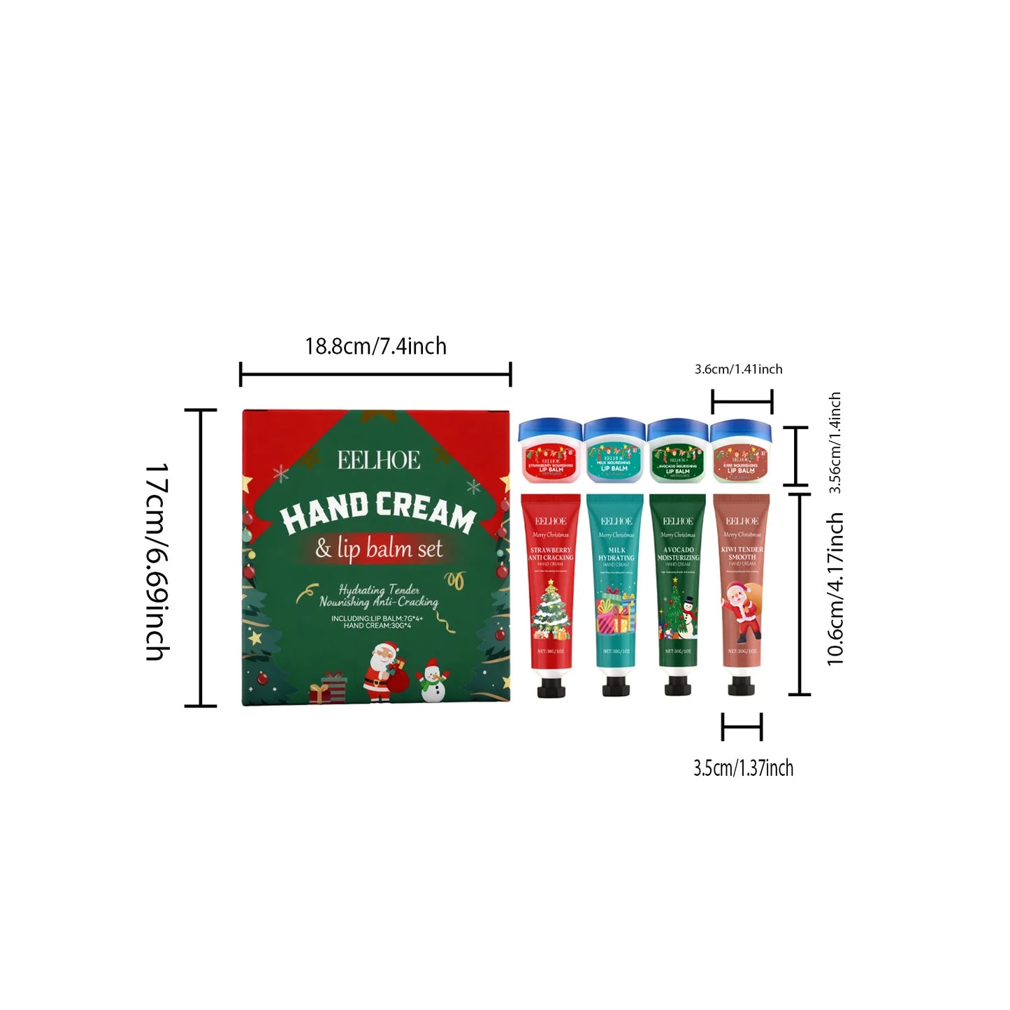 Eelhoe 8-Piece Hand Cream & Lip Balm Christmas Gift Set