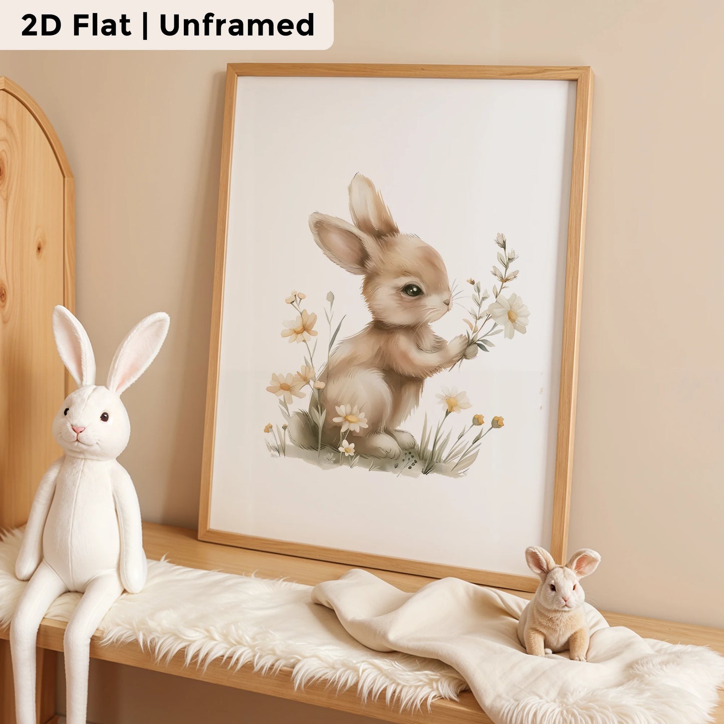 3-Piece Cartoon Flower Rabbit Canvas Wall Art Print | Home Decor