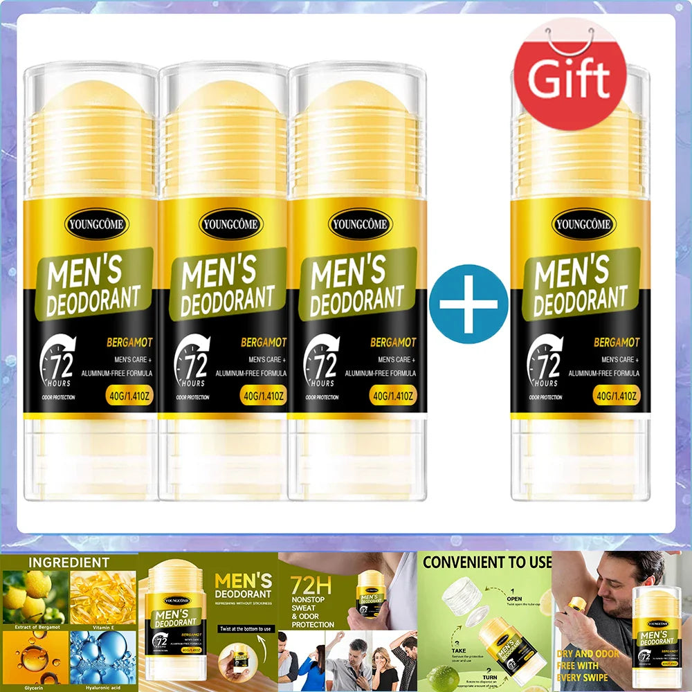 YOUNGCOME Men's Sandalwood Deodorant Stick – 40g All-Day Fresh