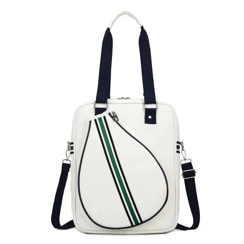 Large Tennis & Badminton Bag with Shoe Compartment | Nylon Racket Sports Bag Peaceful Pleasures Health and Wellness WHITE