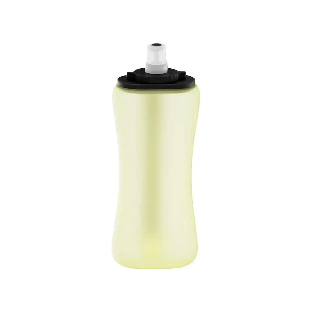 Foldable Wrist Water Bottle 12oz/350ml Hands-Free Silicone Sports Bottle BPA-Free Leakproof Running/Cycling/Climbing Hydration Peaceful Pleasures Health and Wellness yellow
