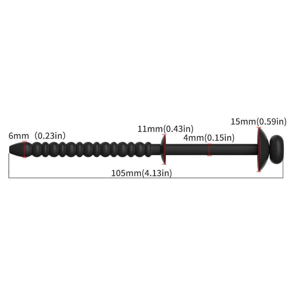 Silicone Beads With Hollow Plugs, Eyelets, Men's Wearing, Catheterization, Dilation, Urethral Obstruction, Adult Sexual Products Peaceful Pleasures Health and Wellness Black S