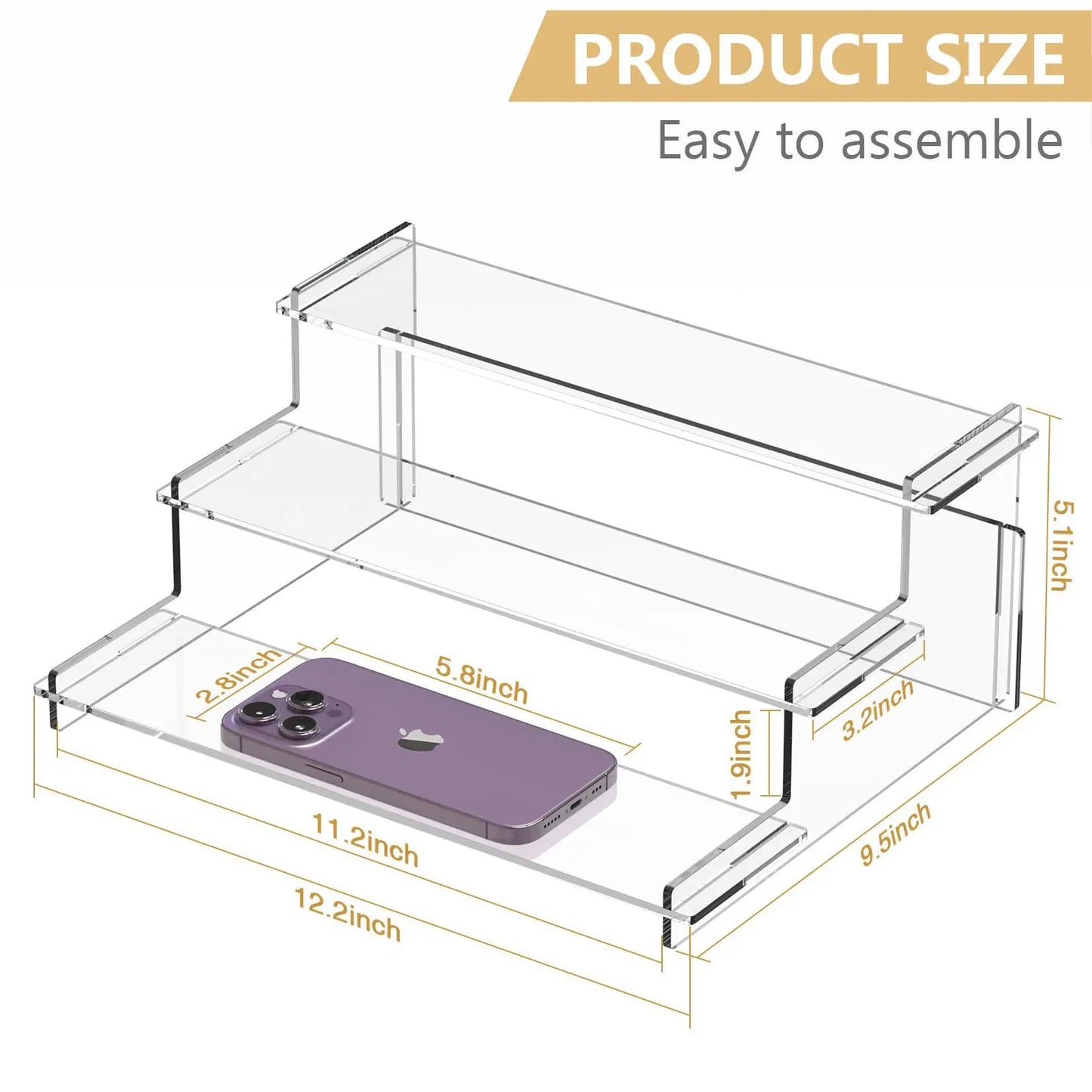 Premium Acrylic Tiered Display Stand for Blind Box Figures Clear Multi Layer Organizer Showcase with High Transparency Material Peaceful Pleasures Health and Wellness L
