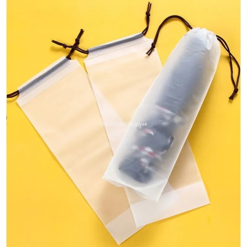 Collapsible Umbrella Storage Waterproof Bag Wet Carry-On Bag Reusable Umbrella Cover for Travel Translucent Drawstring Pocket Peaceful Pleasures Health and Wellness 3PCS