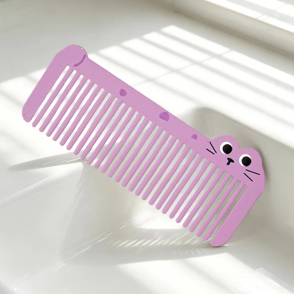Mini Cartoon Kitten Wide Tooth Detangling Comb | Travel Hair Comb