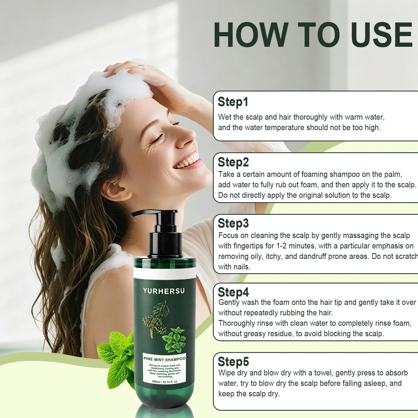 Pine & Peppermint Shampoo – Anti-Dandruff & Oil Control 300ml