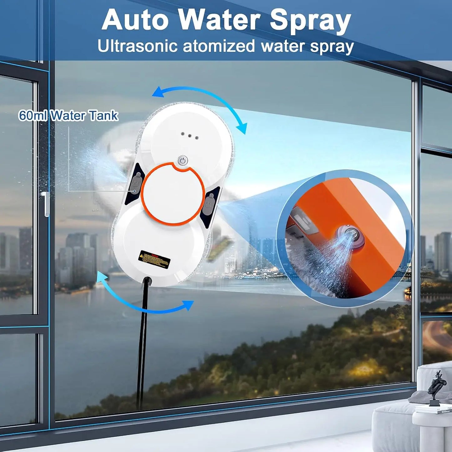 URGGU 3800Pa Robot Window Cleaner with Auto Water Spray