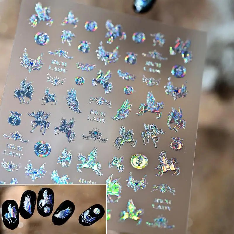 Light Luxury Dreamy Pony Nail Art Stickers Cartoon Year Of The Horse Nail Art Decals New Year DIY Nail Art Decoration Peaceful Pleasures Health and Wellness A3