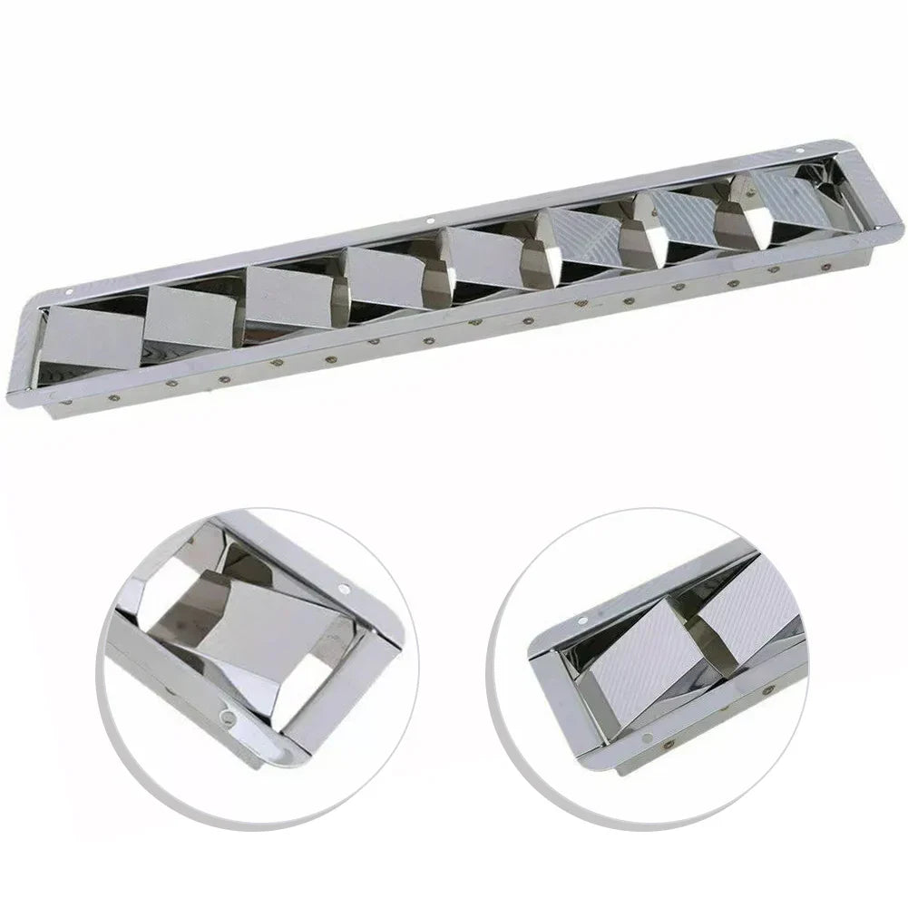 427mm Stainless Steel Boat Louvered Air Vent | 8-Slot Marine Grille