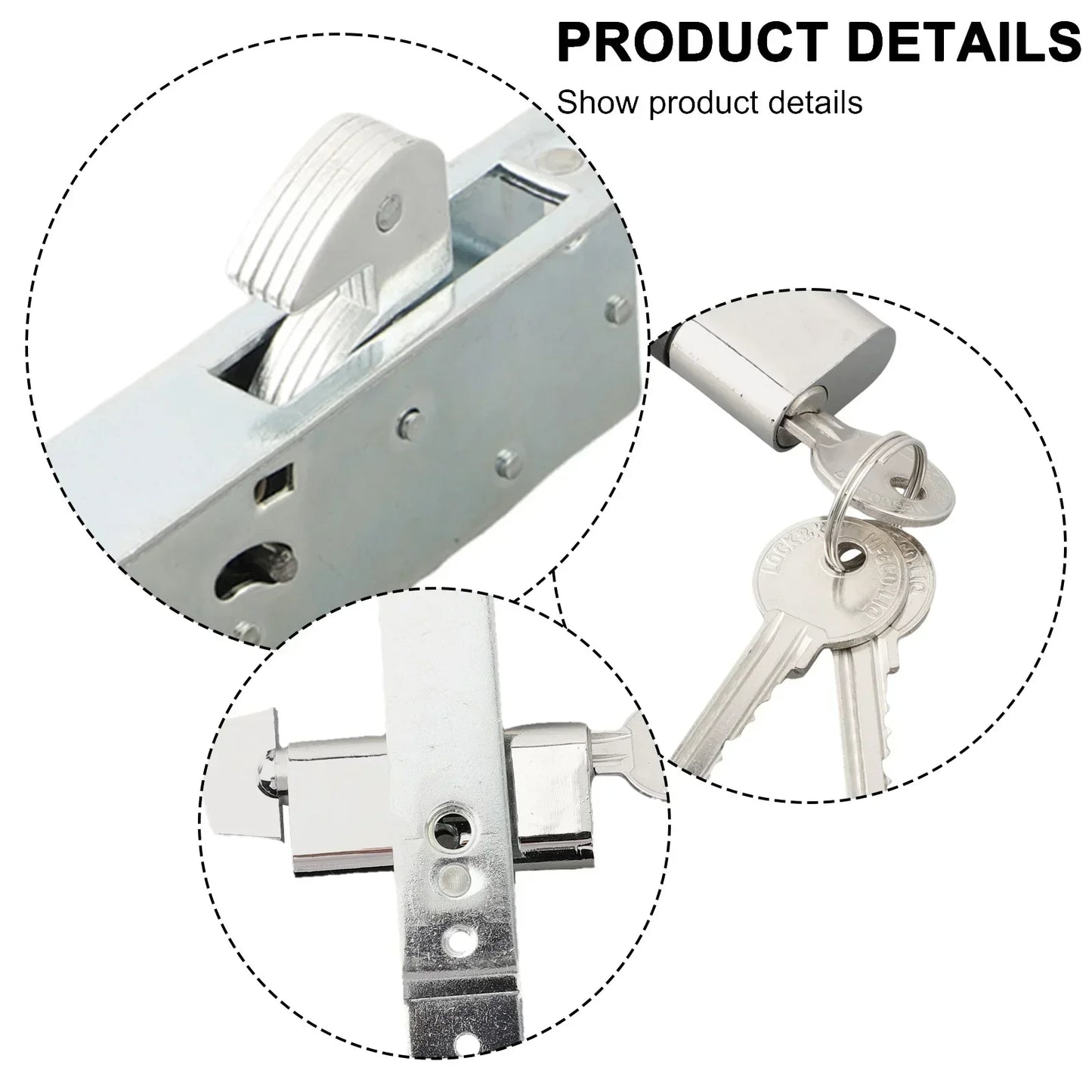 Sliding Door Hook Lock with Keys – Zinc Alloy | 35–55mm Fit