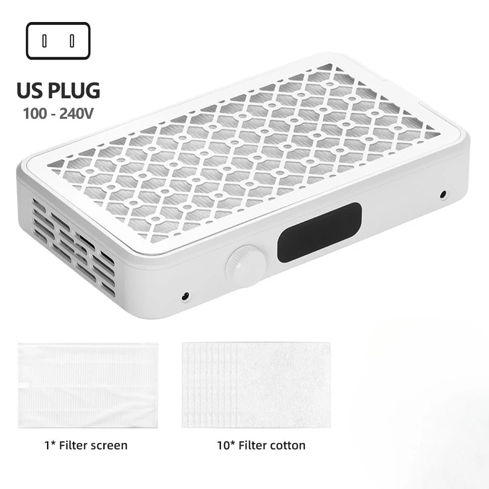 2500/2800/3000/3300/3500rpm Speed Adjustable Brushless Nail Dust Extractor Powerful Twin Turbo Vacuum Nail Dust Collector Peaceful Pleasures Health and Wellness US PLUG (100-110V)
