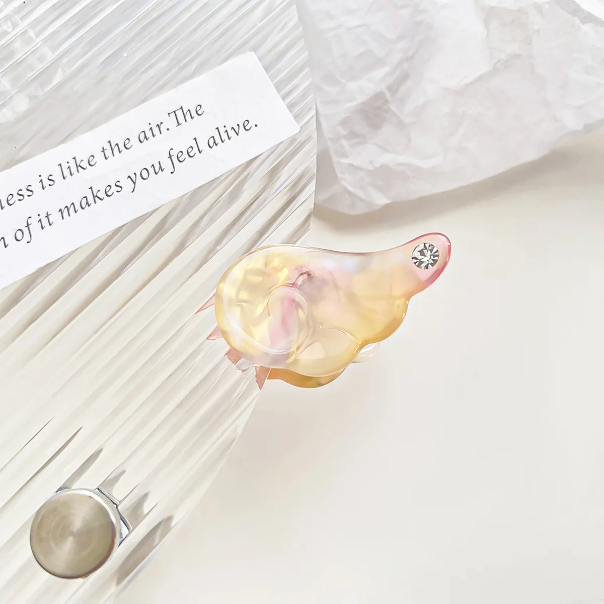 Sweet Princess Angel Wing Acetic Acid Hair Clips Kids Rhinestone Bangs Clip Cute Shark Hair Claw Headwear Exquisite Shark Clips Peaceful Pleasures Health and Wellness pinkish yellow
