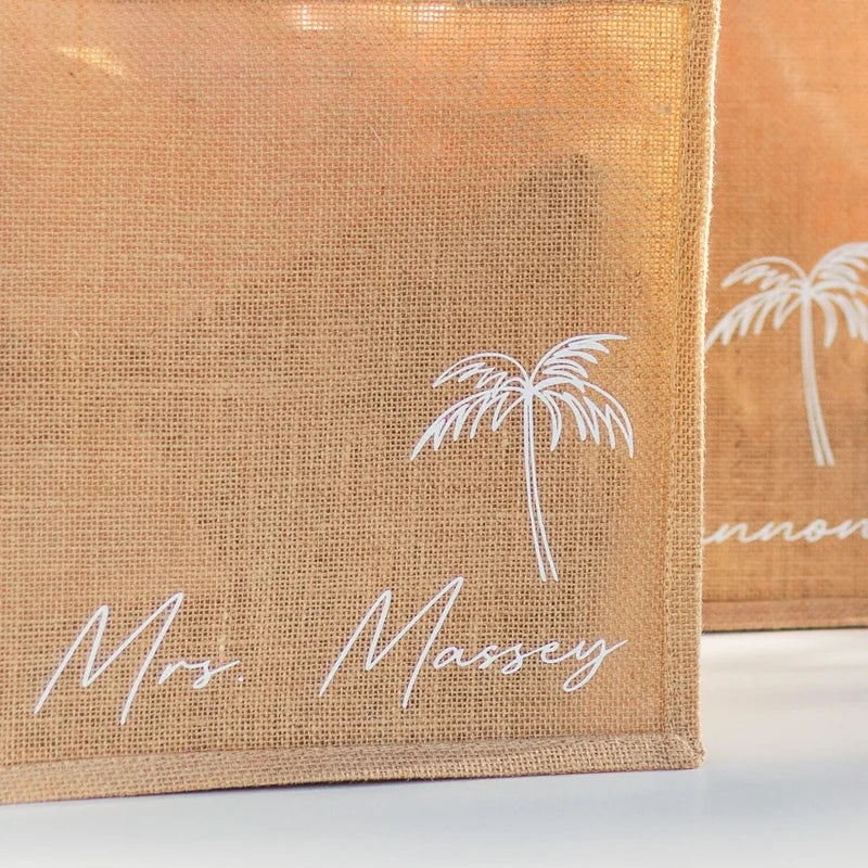 Personalized Palm Tree Bridesmaid Tote Bag | Beach Wedding Gift Personalized Tote Bag Peaceful Pleasures Health and Wellness