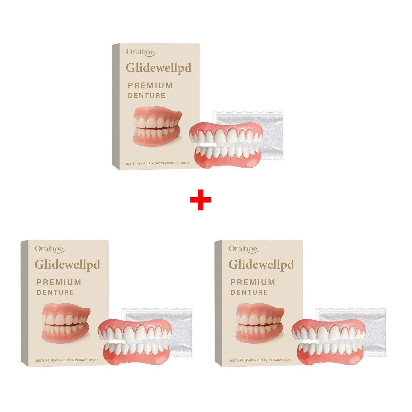 Oralhoe Soft Silicone Temporary Dentures Full Set – Upper & Lower