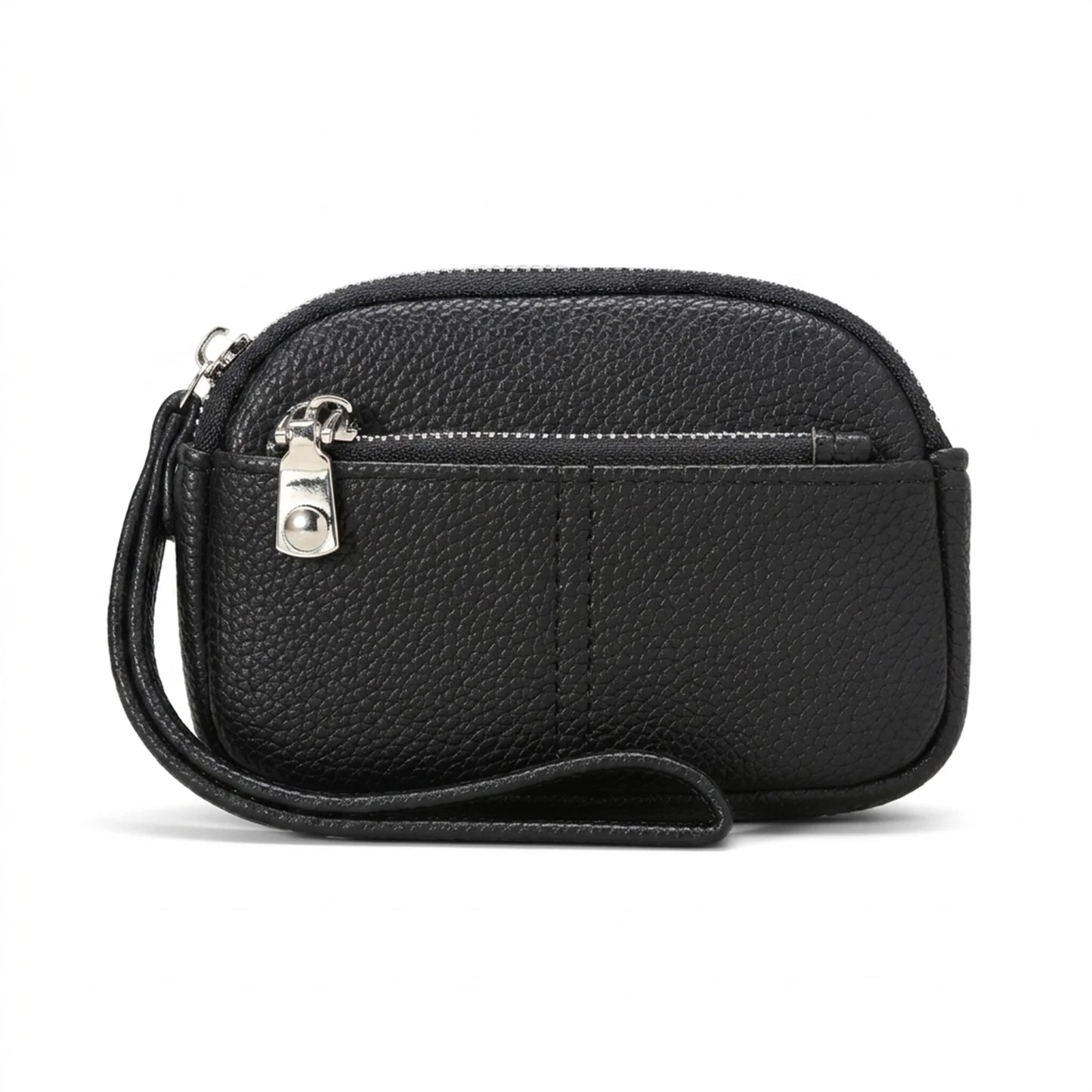 Korean Style Double Zipper Mini Pouch Key And Coin Organizer Bag With Large Capacity Peaceful Pleasures Health and Wellness black