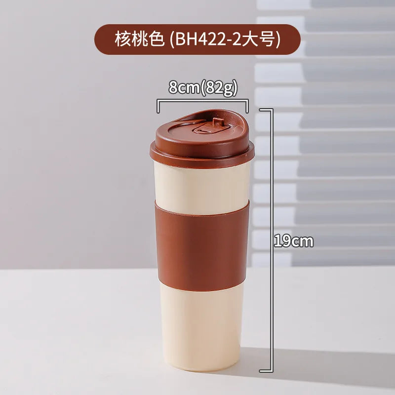 1PC 16OZ Reusable Free BPA Travel Plastic Coffee Cup with Non-Slip Sleeve To Go Travel Cups Hot or Cold Drinks Peaceful Pleasures Health and Wellness Chocolate 400-600ml