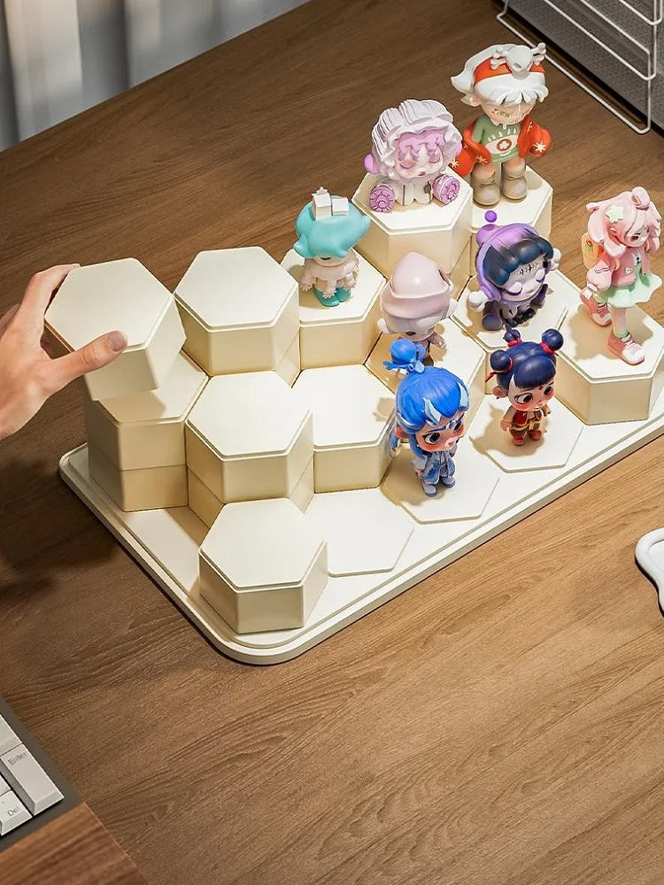 14 Grid Plastic Storage Box, Figurine Model Display Table, Transparent Dust Cover, Home Storage Cabinet Peaceful Pleasures Health and Wellness