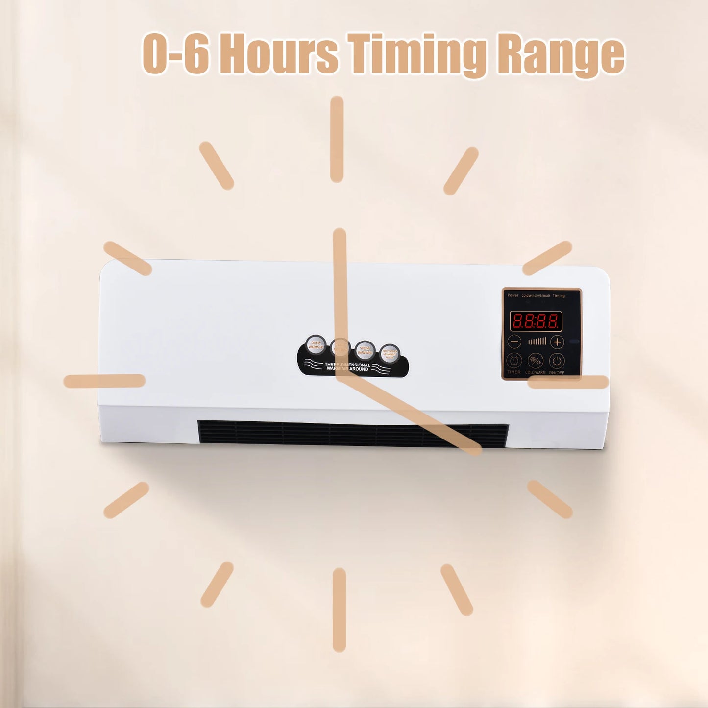 2-in-1 Wall Heater & Fan with Remote Control & 6Hr Timer