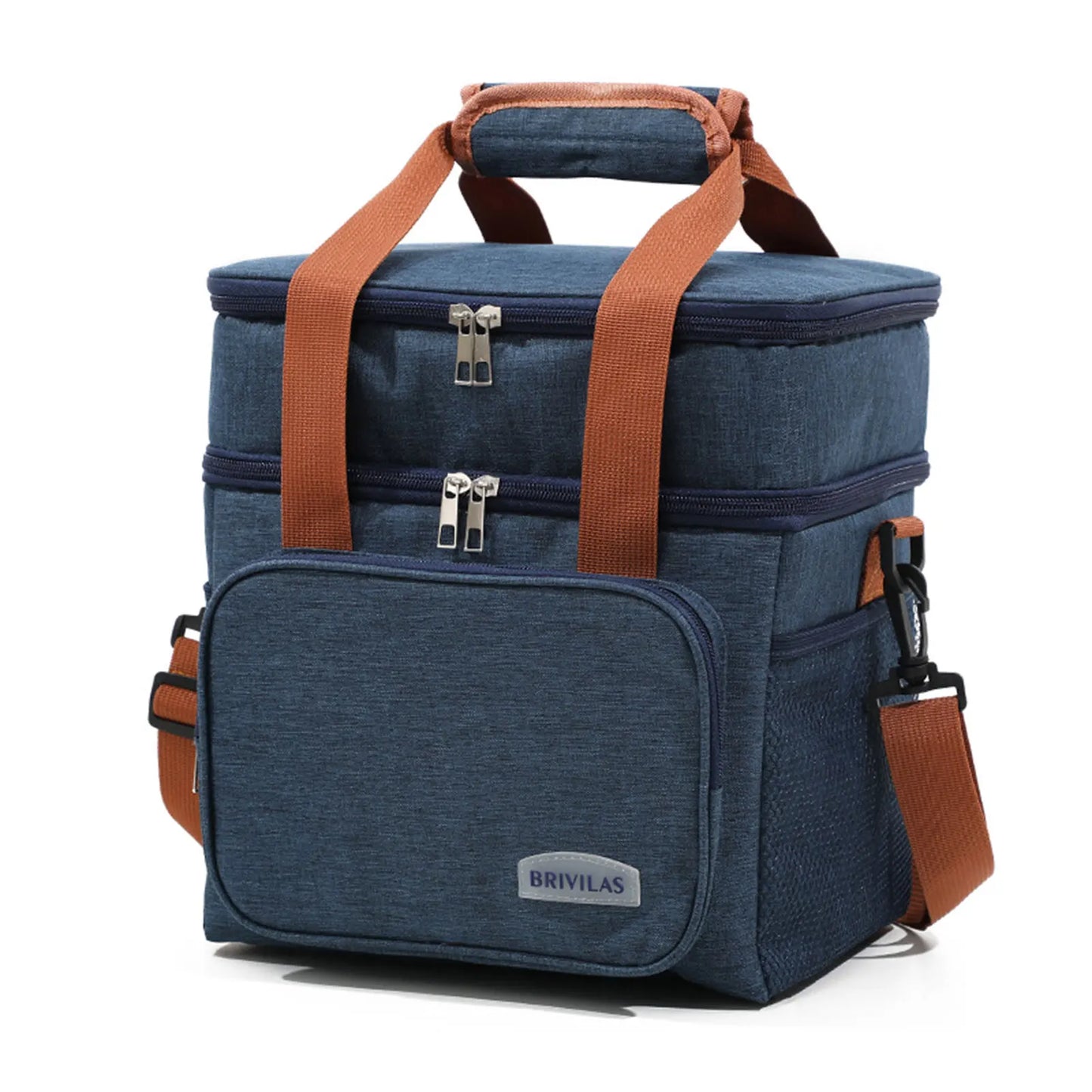 Portable Handheld Insulated Lunch Bag Oxford Cloth Fabric Easy to Carry Lunch Bag for Outdoor Camping Hiking Peaceful Pleasures Health and Wellness Navy blue