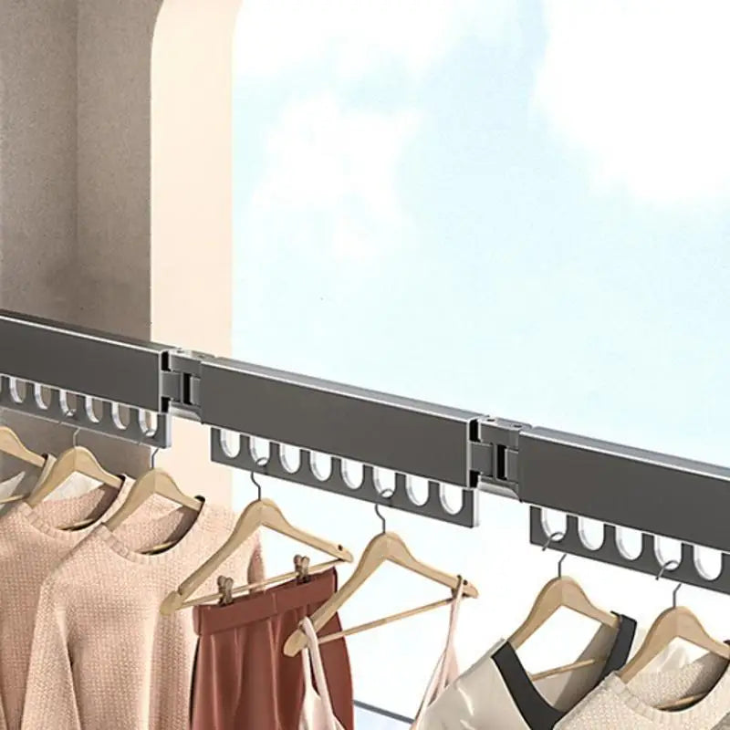 Wall Mounted Foldable Metal Clothes Drying Rack Window Retractable
