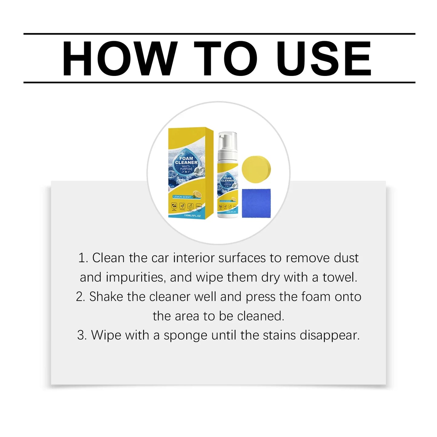 Multipurpose Foam Cleaning Kit – Car Interior & Home Surfaces