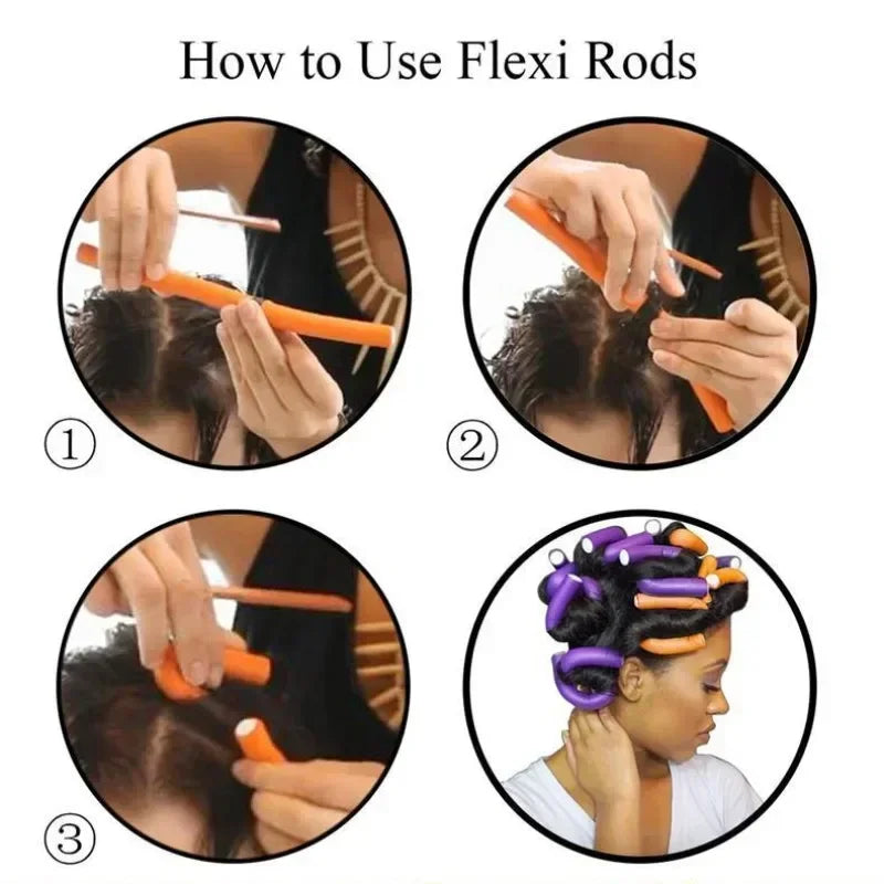 42pcs/Set Flexible Curling Rods Hair Twist Flexi Rods Hair Curlers Set Twist Foam Hairs Rollers DIY No Heat Hair Rods Rollers Peaceful Pleasures Health and Wellness
