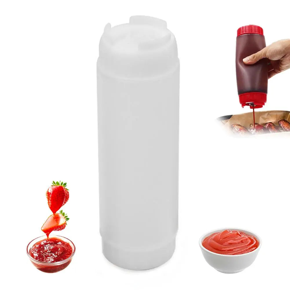 Dual-Head Leakproof Squeeze Sauce Bottle – Inverted Condiment Dispenser 400ml Peaceful Pleasures Health and Wellness White