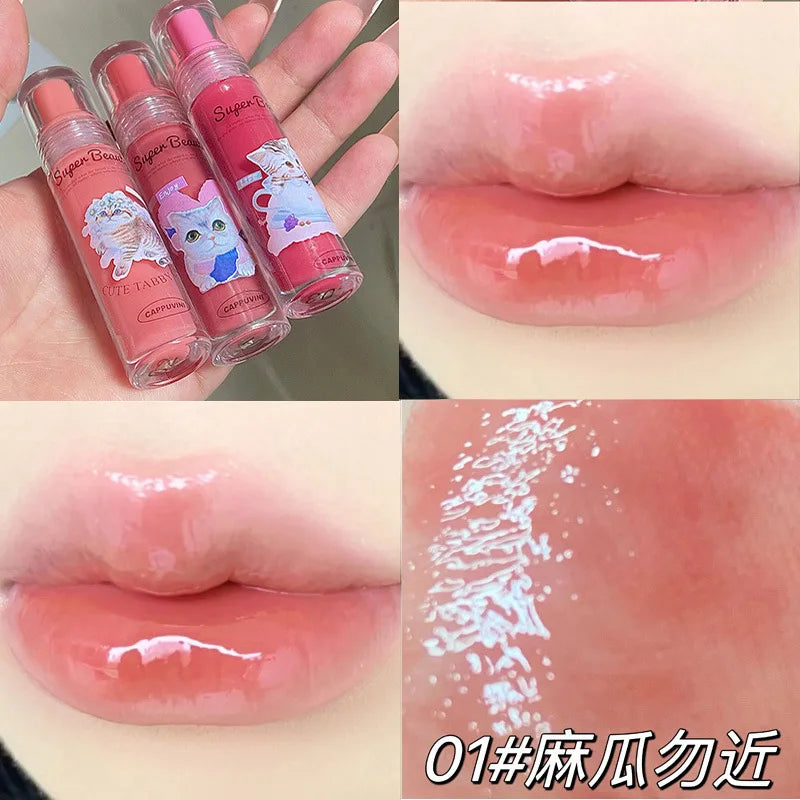 Cappuvini Cat Mirror Lip Glaze – 6 Colors, High Gloss K-Beauty