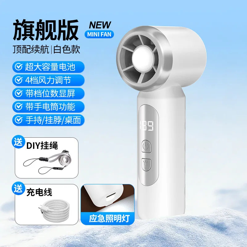 Portable USB Rechargeable Mini Handheld Fan – Digital Display