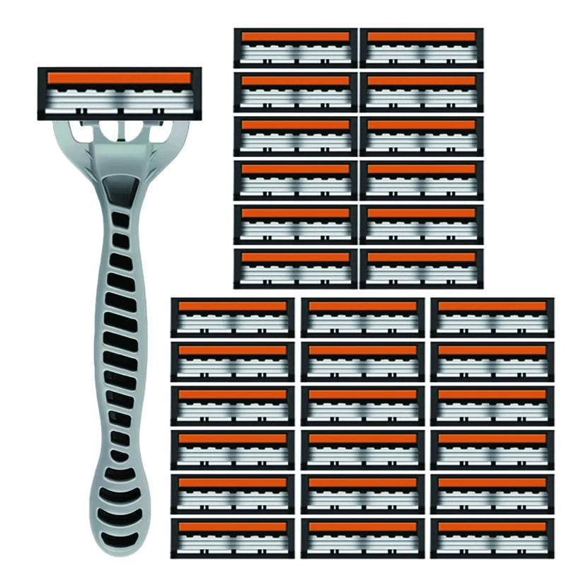 3-Blade Manual Safety Razor for Men & Women | Replaceable Head