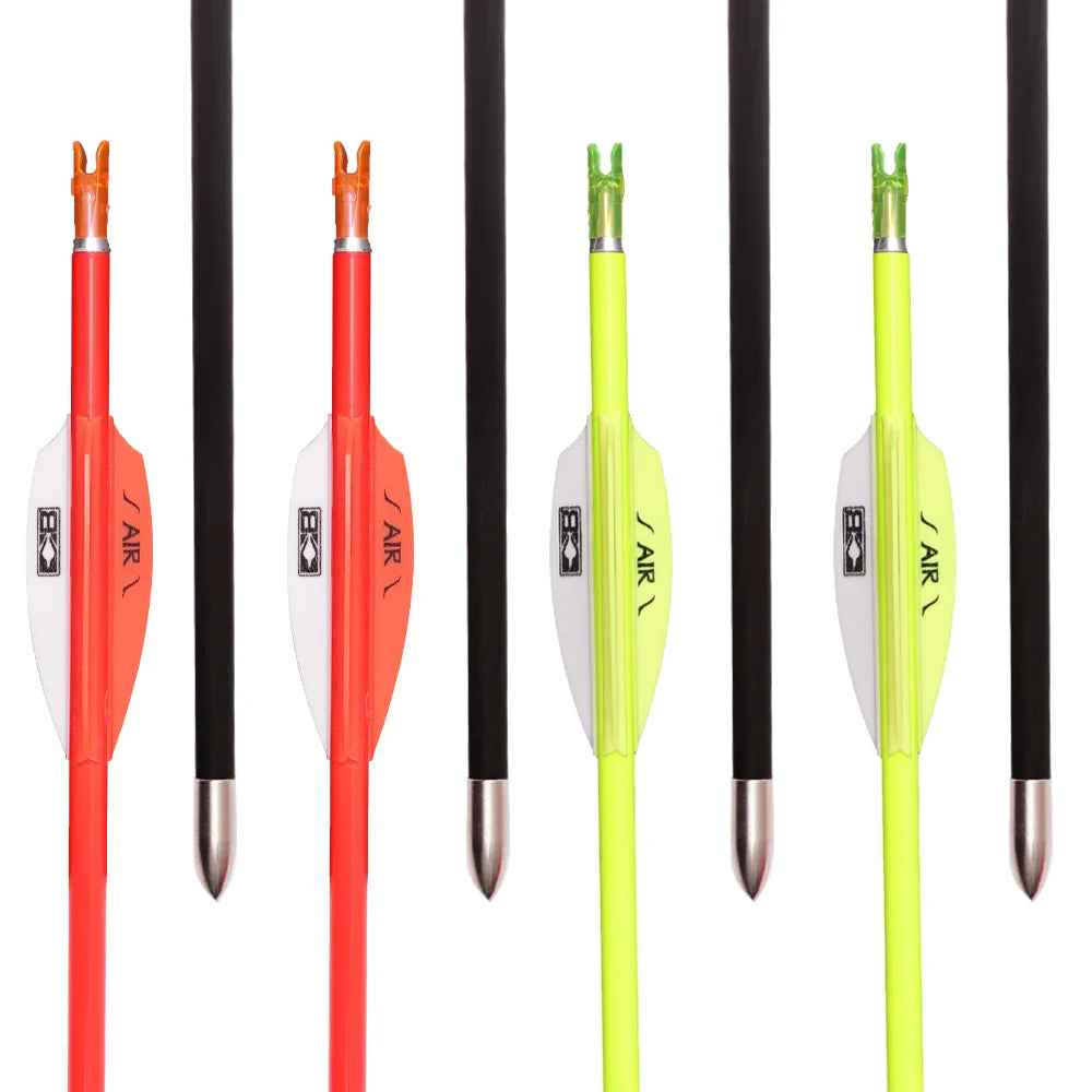 6 Pure Carbon Arrow ID4 Spine 400 1000 Shaft Air Feather Compound