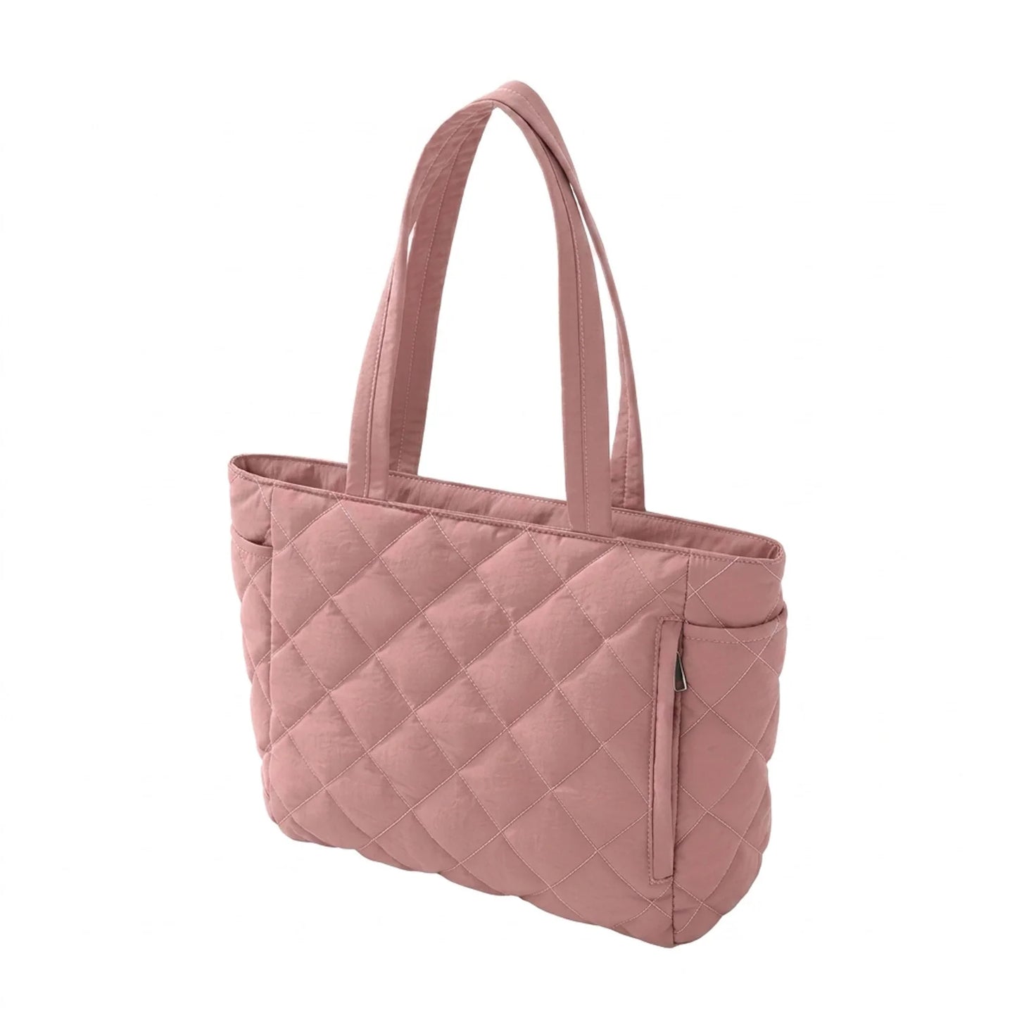 Women Tote Bag Large Capacity Quilted Design For 15.6 Inch Laptop And Daily Use Peaceful Pleasures Health and Wellness Rose pink
