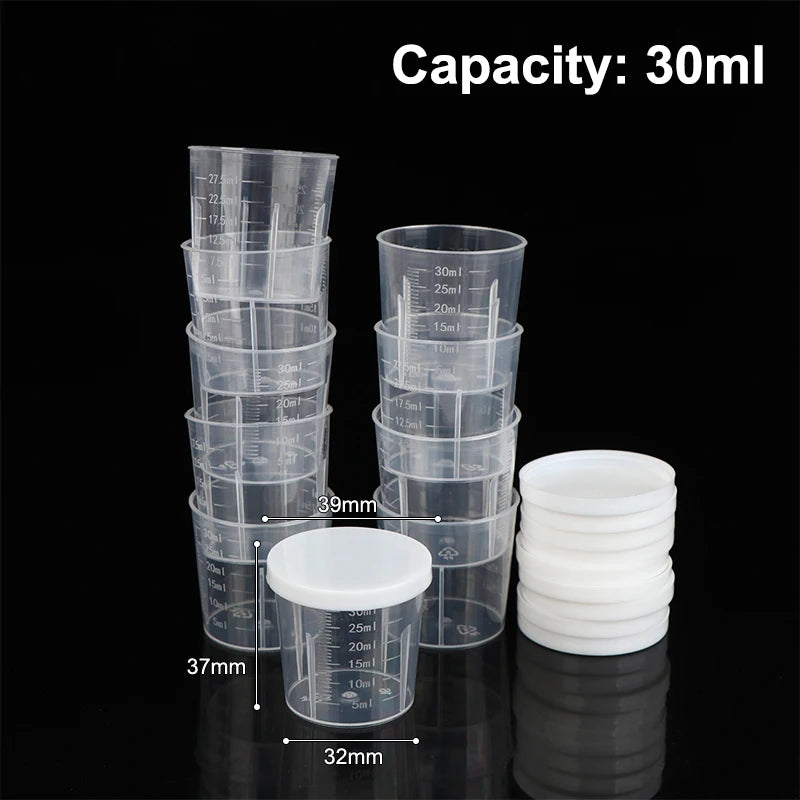 10Pcs 20ml;30ml;50ml,100ml Clear Liquid Pill Measuring Cups With Lids Travel Pill Organizer Cup Container For Liquid Medicine Peaceful Pleasures Health and Wellness 30ml