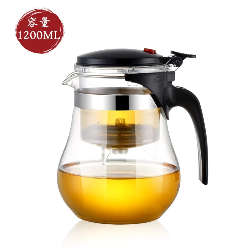 HMLOVE Heat Resistant Glass Teapot Puer Kettle Tea Infuser Filter