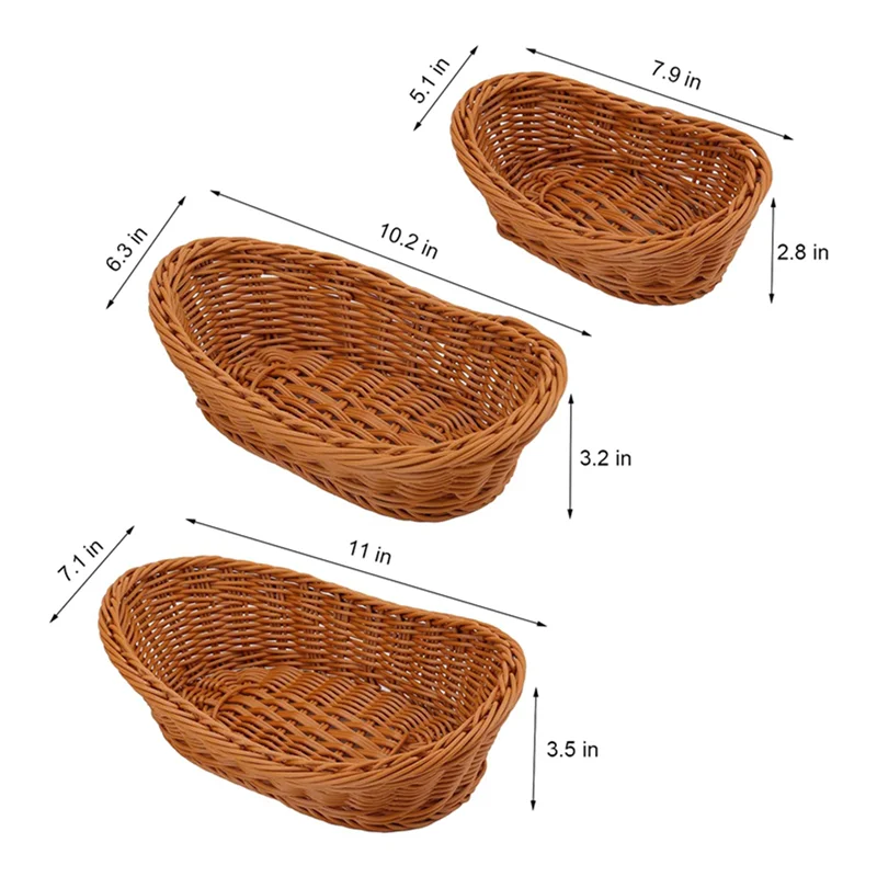 A36T-Wicker Woven Bread Basket Serving Basket Set Of 6,Storage Basket For Food Fruit Cosmetic Storage Table Top And Bathroom Peaceful Pleasures Health and Wellness