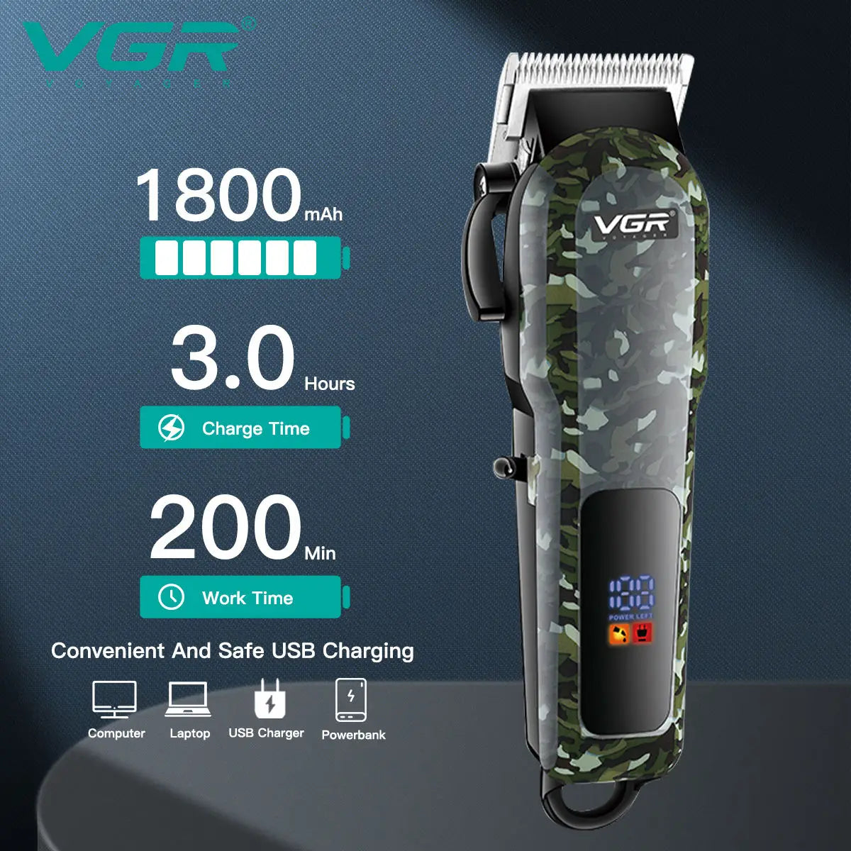 VGR V-665 sharping blade hair cut machine professional electric trimmer rechargeable cordless hair clipper for men Peaceful Pleasures Health and Wellness